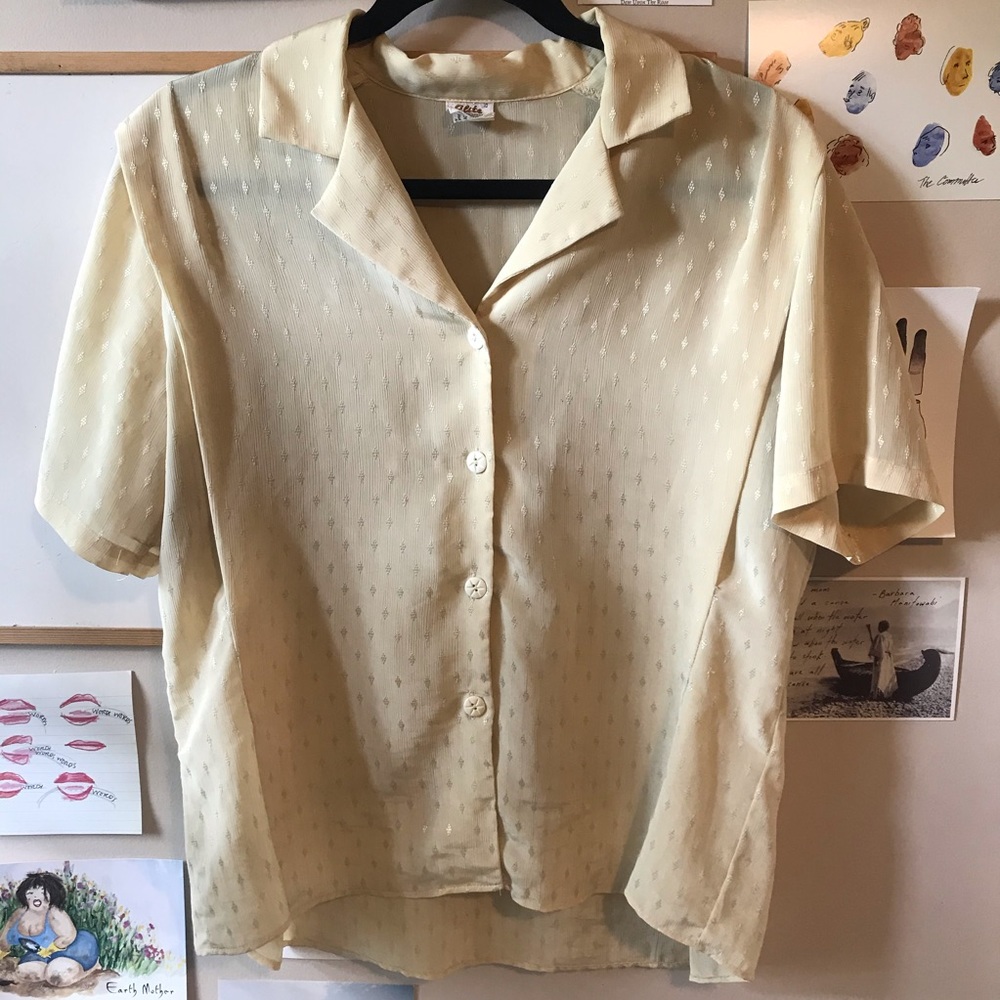Light Yellow Vintage Short Sleeve Blouse